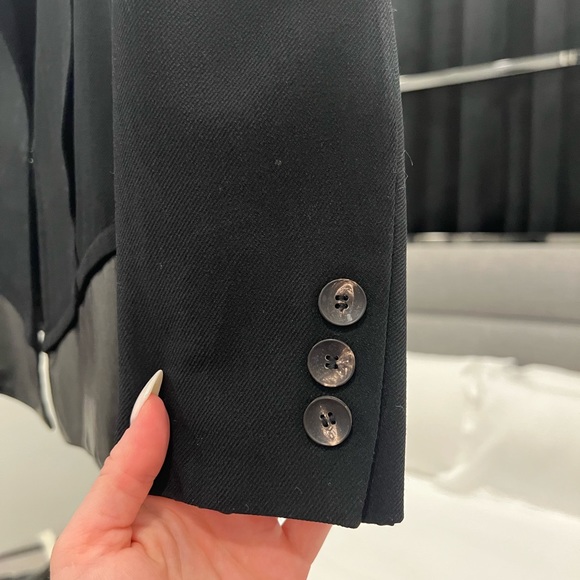 Helmet Lang Black Wool Blazer with Leather Trim - Picture 4 of 7